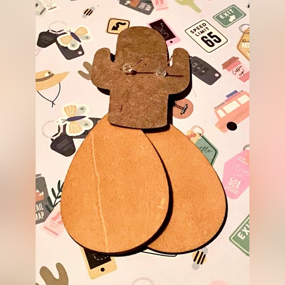 Saguaro Wood Dangle Earrings - Picture 3 of 3